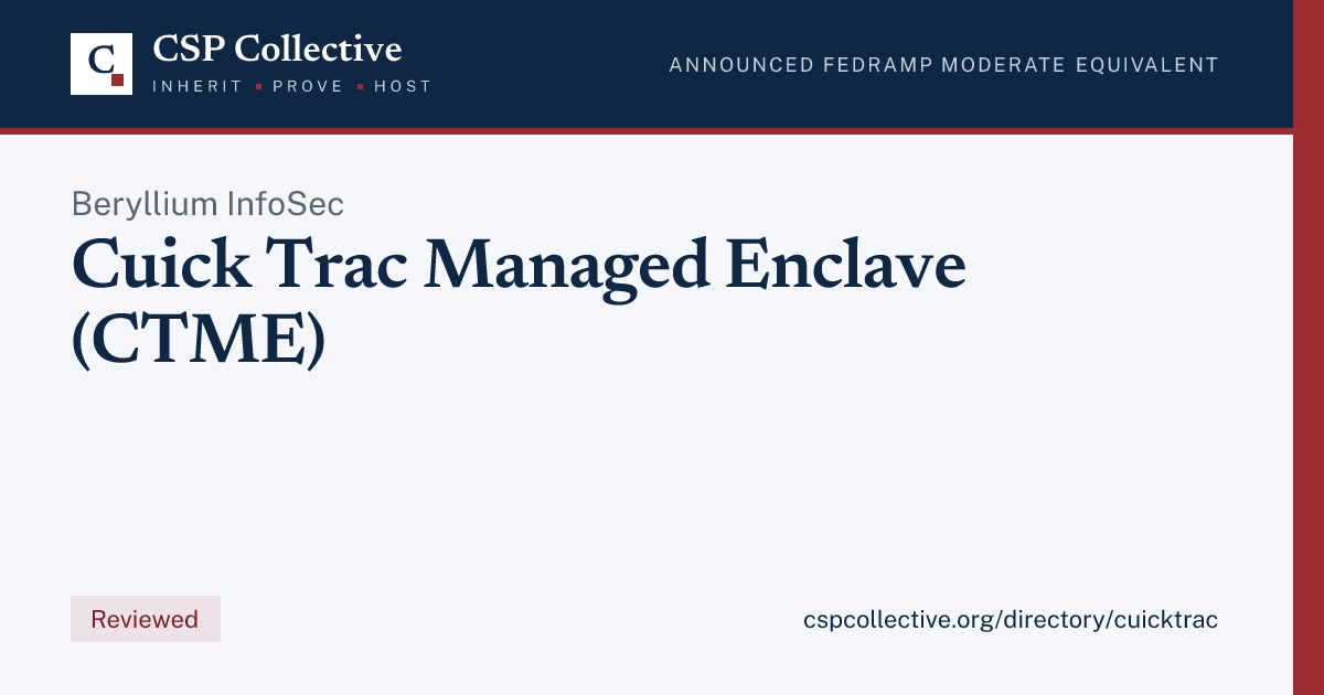 Social card for Beryllium InfoSec Cuick Trac Managed Enclave (CTME)